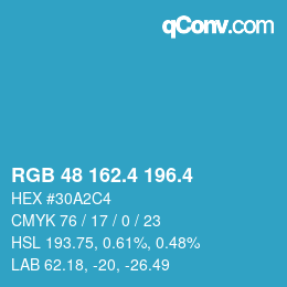 カラーコード: RGB 48 162.4 196.4 | qconv.com
