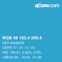 カラーコード: RGB 48 162.4 206.4 | qconv.com