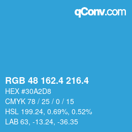 カラーコード: RGB 48 162.4 216.4 | qconv.com