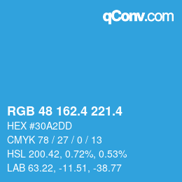 カラーコード: RGB 48 162.4 221.4 | qconv.com