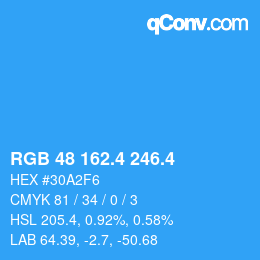 カラーコード: RGB 48 162.4 246.4 | qconv.com