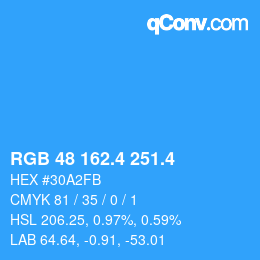 カラーコード: RGB 48 162.4 251.4 | qconv.com