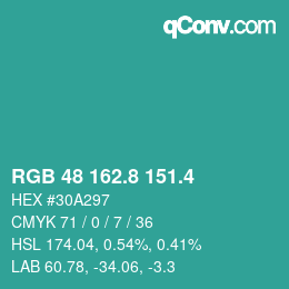カラーコード: RGB 48 162.8 151.4 | qconv.com