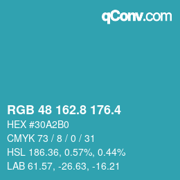 カラーコード: RGB 48 162.8 176.4 | qconv.com