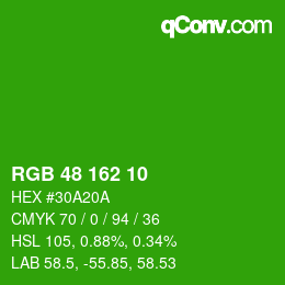 Color code: RGB 48 162 10 | qconv.com