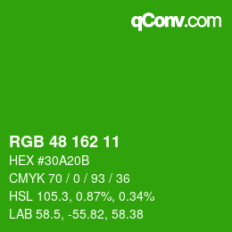 Color code: RGB 48 162 11 | qconv.com
