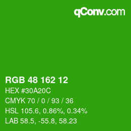 Color code: RGB 48 162 12 | qconv.com