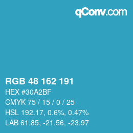 Color code: RGB 48 162 191 | qconv.com