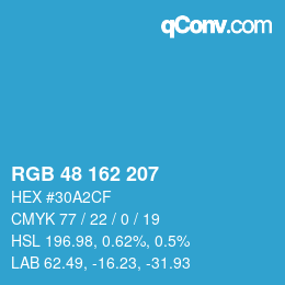 カラーコード: RGB 48 162 207 | qconv.com