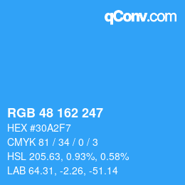 Color code: RGB 48 162 247 | qconv.com
