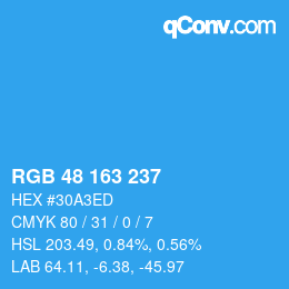Color code: RGB 48 163 237 | qconv.com