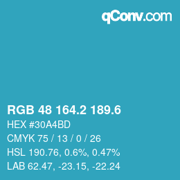 カラーコード: RGB 48 164.2 189.6 | qconv.com