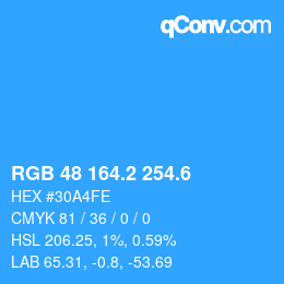 カラーコード: RGB 48 164.2 254.6 | qconv.com