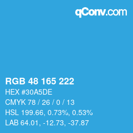 Color code: RGB 48 165 222 | qconv.com