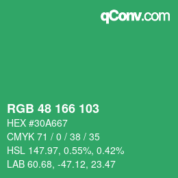 Color code: RGB 48 166 103 | qconv.com