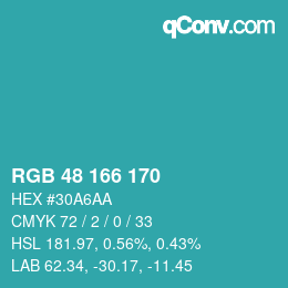 Color code: RGB 48 166 170 | qconv.com