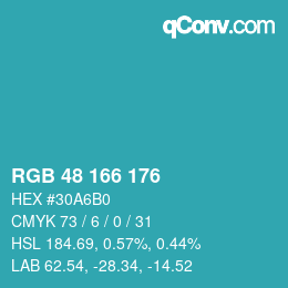 Color code: RGB 48 166 176 | qconv.com