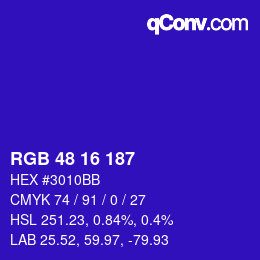Color code: RGB 48 16 187 | qconv.com