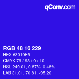 Código de color: RGB 48 16 229 | qconv.com