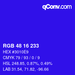 Color code: RGB 48 16 233 | qconv.com