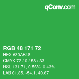 Color code: RGB 48 171 72 | qconv.com