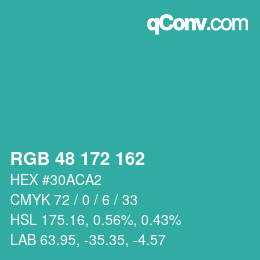 Color code: RGB 48 172 162 | qconv.com