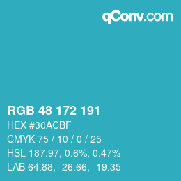 Color code: RGB 48 172 191 | qconv.com