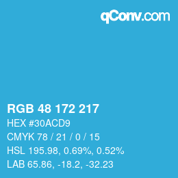 Color code: RGB 48 172 217 | qconv.com