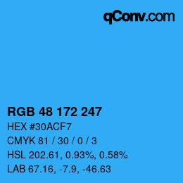 Color code: RGB 48 172 247 | qconv.com