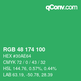 Color code: RGB 48 174 100 | qconv.com