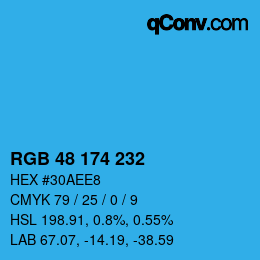 Color code: RGB 48 174 232 | qconv.com