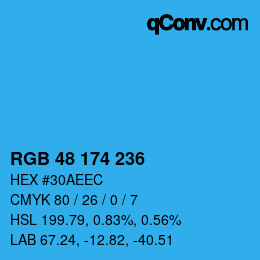 Color code: RGB 48 174 236 | qconv.com