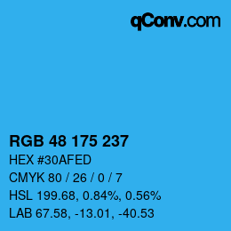Color code: RGB 48 175 237 | qconv.com