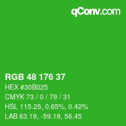 Color code: RGB 48 176 37 | qconv.com