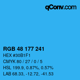 Color code: RGB 48 177 241 | qconv.com