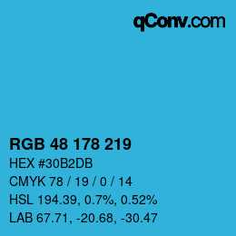 Color code: RGB 48 178 219 | qconv.com
