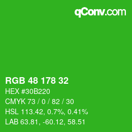 Color code: RGB 48 178 32 | qconv.com