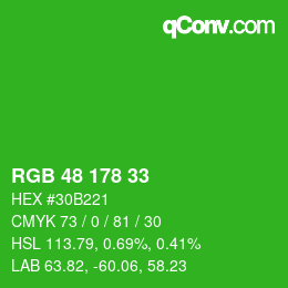 Color code: RGB 48 178 33 | qconv.com