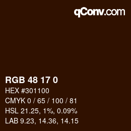 Farbcode: RGB 48 17 0 | qconv.com