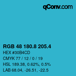 カラーコード: RGB 48 180.8 205.4 | qconv.com