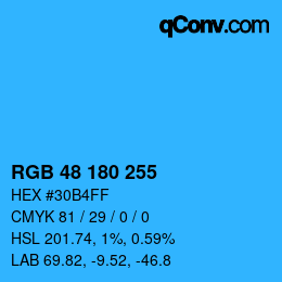 Color code: RGB 48 180 255 | qconv.com