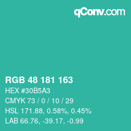 Color code: RGB 48 181 163 | qconv.com