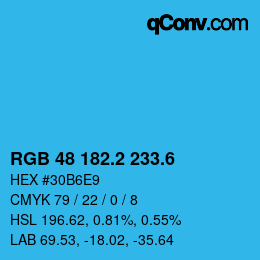 カラーコード: RGB 48 182.2 233.6 | qconv.com