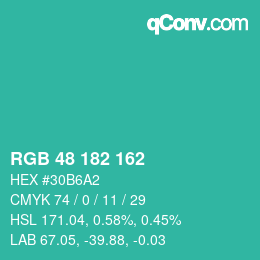 Color code: RGB 48 182 162 | qconv.com