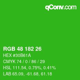 Color code: RGB 48 182 26 | qconv.com