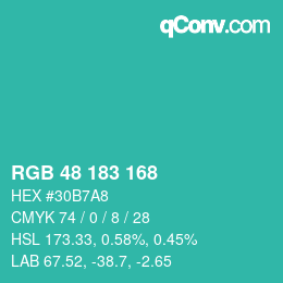 Color code: RGB 48 183 168 | qconv.com
