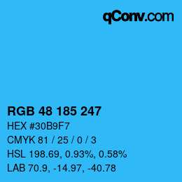 Color code: RGB 48 185 247 | qconv.com