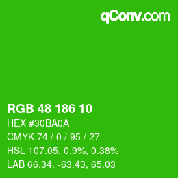 Color code: RGB 48 186 10 | qconv.com