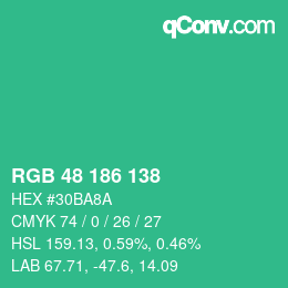 Color code: RGB 48 186 138 | qconv.com