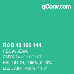 Color code: RGB 48 186 144 | qconv.com